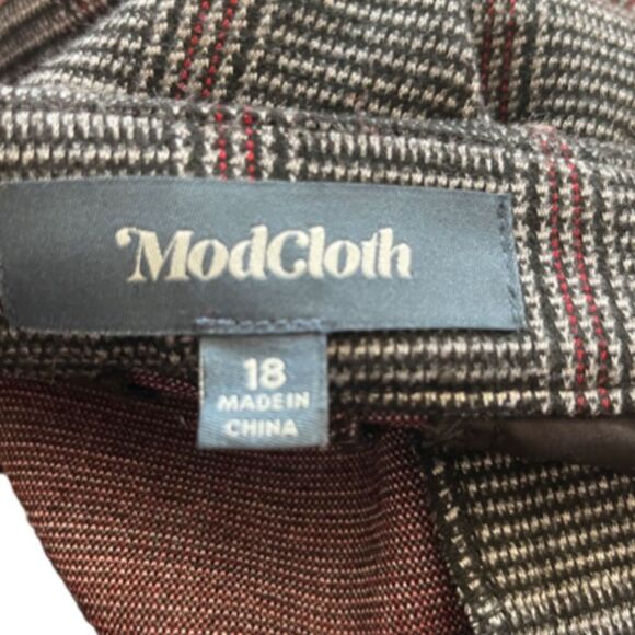 ModCloth plaid high rise crop pants GRAY SIZE 18 - Picture 9 of 10